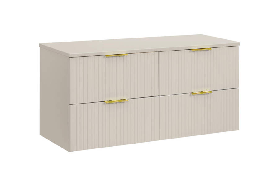 szafka łazienkowa podwójna 120 cm kaszmirowa ryflowana z blatem