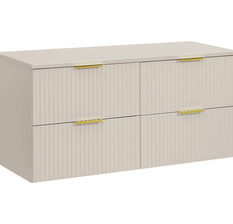 szafka łazienkowa podwójna 120 cm kaszmirowa ryflowana z blatem