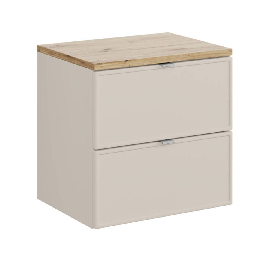 Szafka łazienkowa 60 cm kaszmirowa z blatem dąb artisan