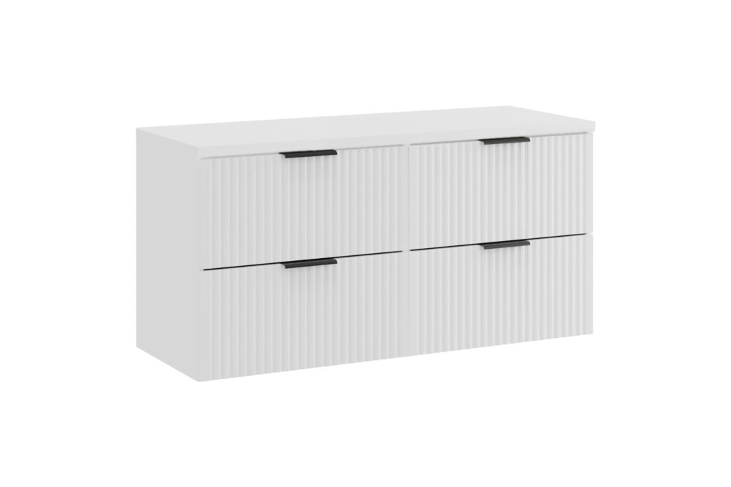 zestaw mebli łazienkowych 120cm biały mat ryflowany