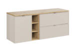 Szafka łazienkowa 140 cm kaszmir z szufladami koszem i blatem artisan