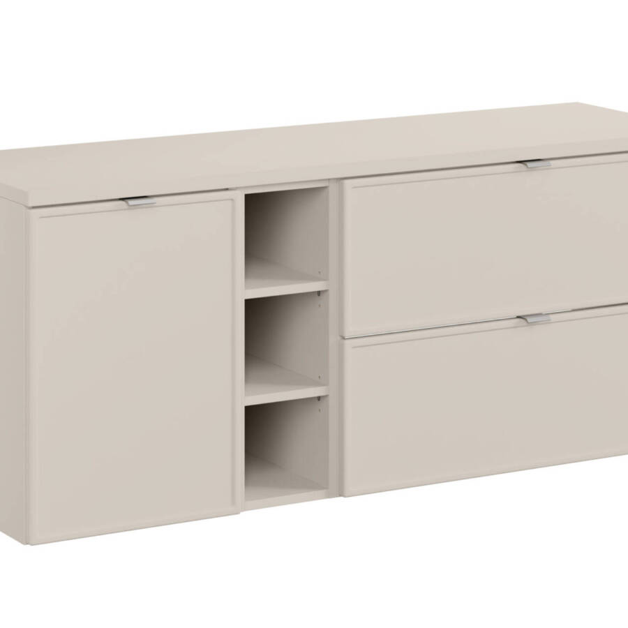 Szafka łazienkowa 140 cm kaszmirowy mat z koszem i szufladami