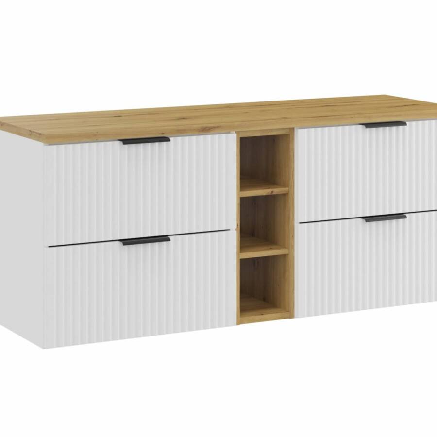 szafka łazienkowa 140 cm biały mat z blatem