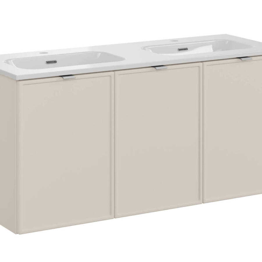 Szafka łazienkowa 120 cm kaszmirowa z umywalką podwójną