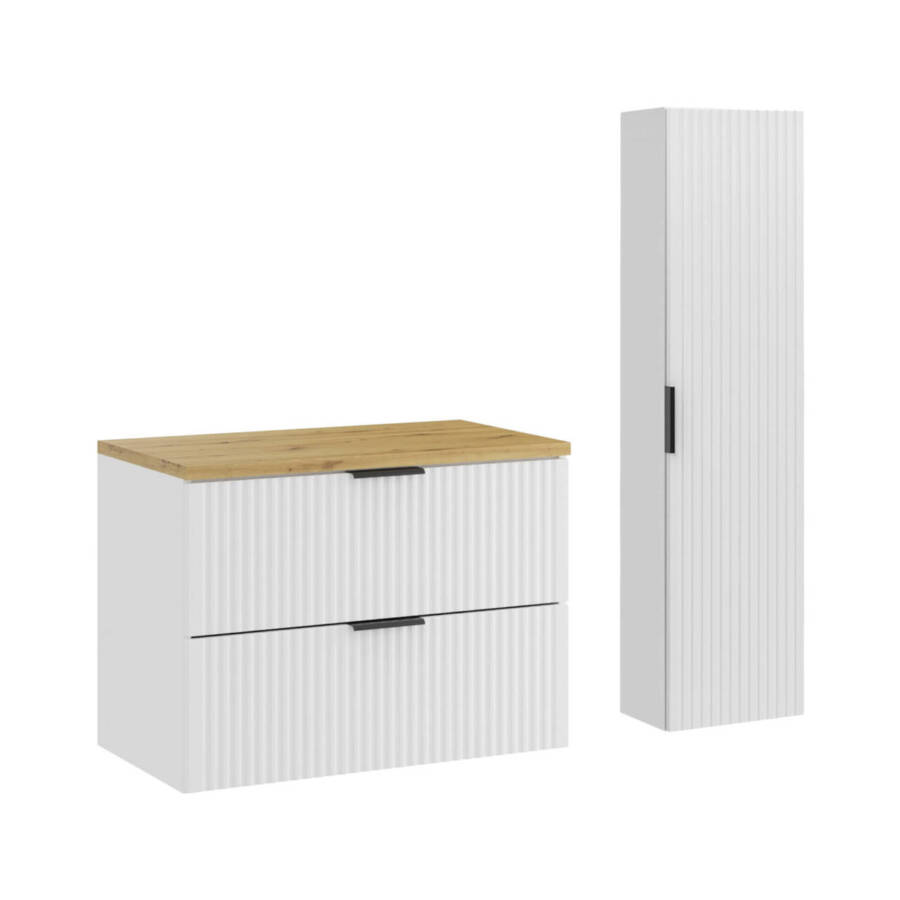 zestaw mebli łazienkowych biały mat ryflowany