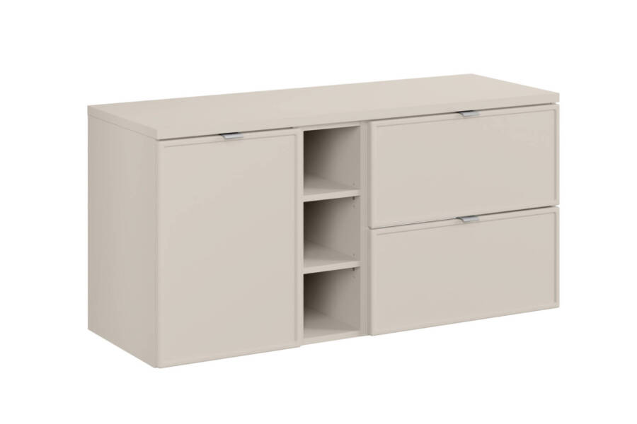 Szafka łazienkowa kaszmirowa mat z szufladami i koszem 120 cm 1