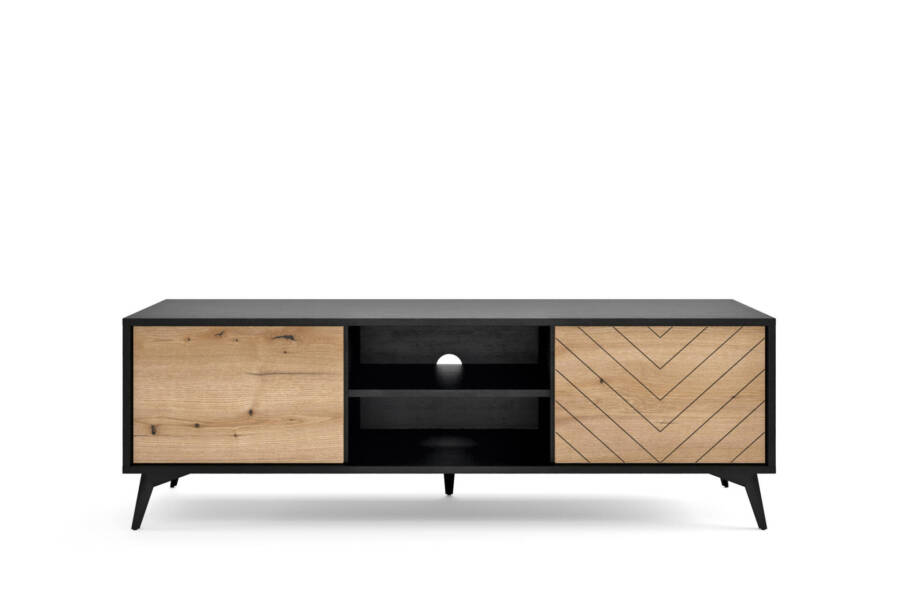 00edf2be38b5e219ecb74e7d1f565e54.jpg Szafka RTV 154 cm, dąb evoke, czarny korpus, nowoczesny design 1