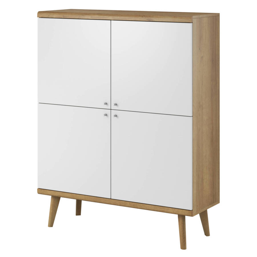 Komoda 4-drzwiowa biały mat/dąb riviera 107x134x40 cm