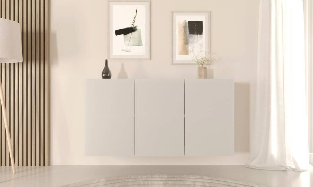 komoda wisząca biała 160 cm detal wykończenia