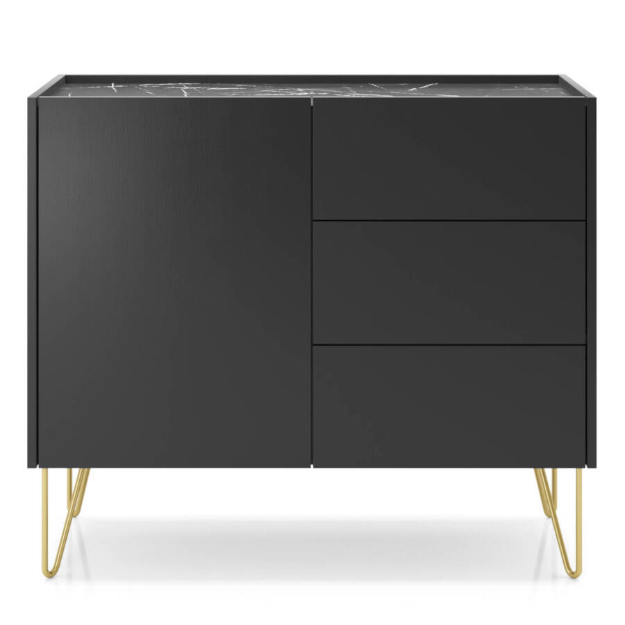 Szafka czarny grafit, komoda 97 cm, elegancka, nowoczesna, styl loft