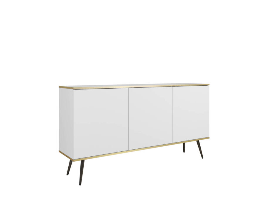 Komoda biała złote detale nowoczesna loft glamour 160 cm czarne nogi 1
