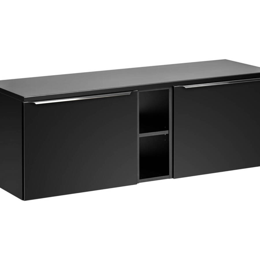 Szafka łazienkowa 140 cm 2x60 z półką środkową i blatem czarny mat