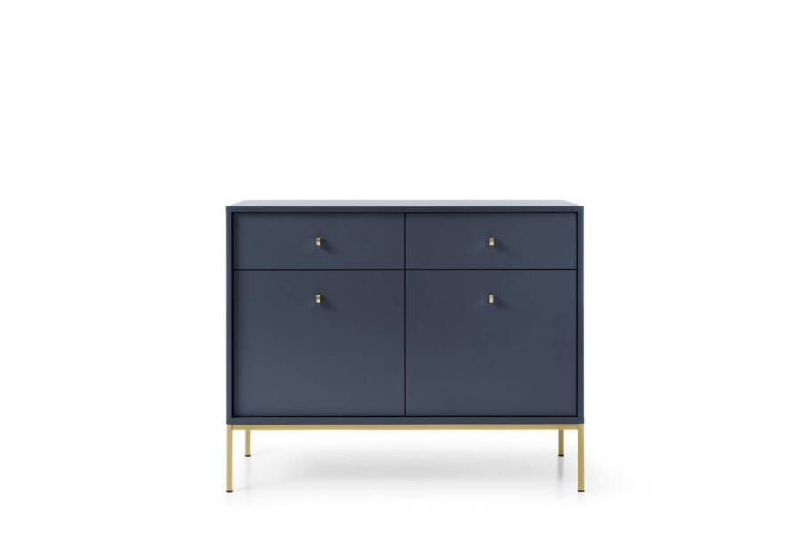 Elegancka komoda granatowa 83x103 cm, nowoczesny design, złoty stelaż 1