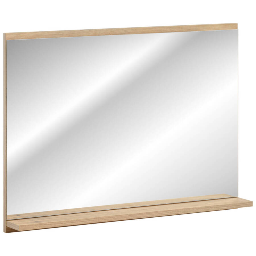 Lustro łazienkowe 80 cm dąb Coast Evoke nowoczesne z półką