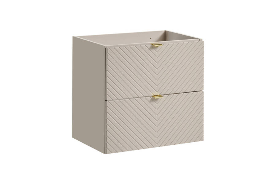 Szafka pod umywalkę 60 cm 2-szufladowa – kaszmirowy mat, frez w jodełkę 1