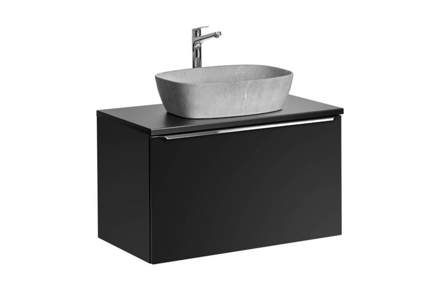 Szafka łazienkowa 80 cm czarny mat z blatem i umywalką 50 cm 1