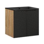 Szafka łazienkowa 60 cm z umywalką czarna matowa dąb stojąca