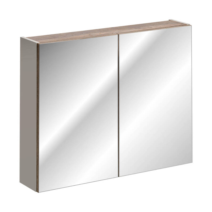 Szafka łazienkowa z lustrem 80 cm 2 drzwi szary nowoczesny design