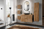 Zestaw mebli łazienkowych z umywalką, lustrem LED, lamele dąb wotan
