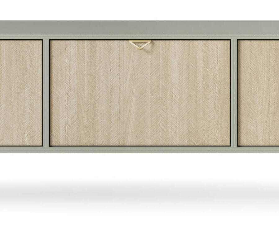 Nowoczesna szafka RTV Eukaliptus, 158x38x52 cm, elegancki design do salonu
