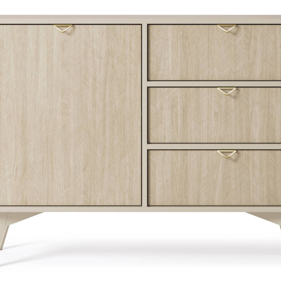Komoda Piaskowy Beż z Trzema Szufladami, 106x38x80 cm, Nowoczesna do Salonu