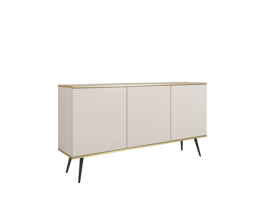 Komoda beżowa złote detale nowoczesna loft glamour 160 cm czarne nogi 1