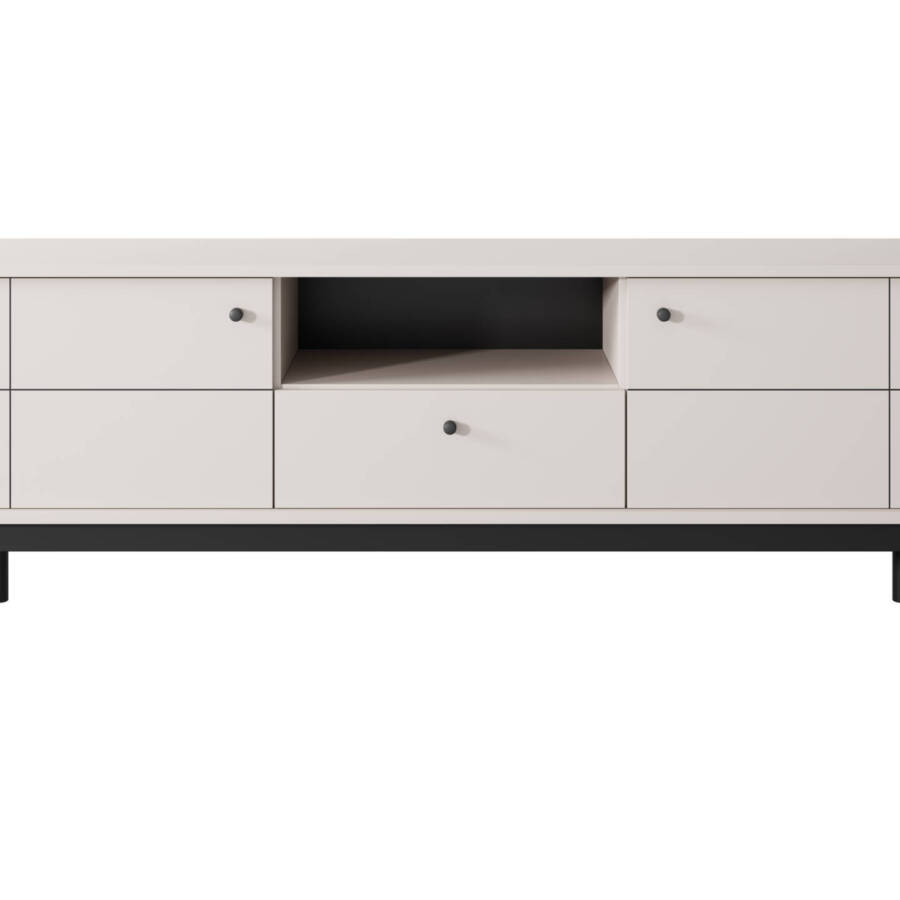 Szafka RTV kaszmir, nóżki czarne drewno, szerokość 153 cm