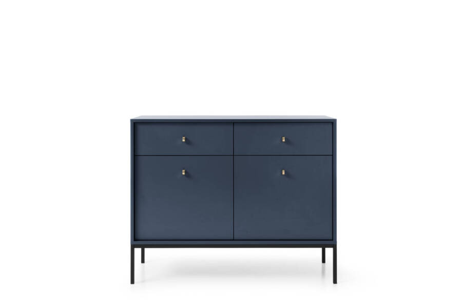 Elegancka komoda granatowa 83x103 cm, nowoczesny design, czarny stelaż 1