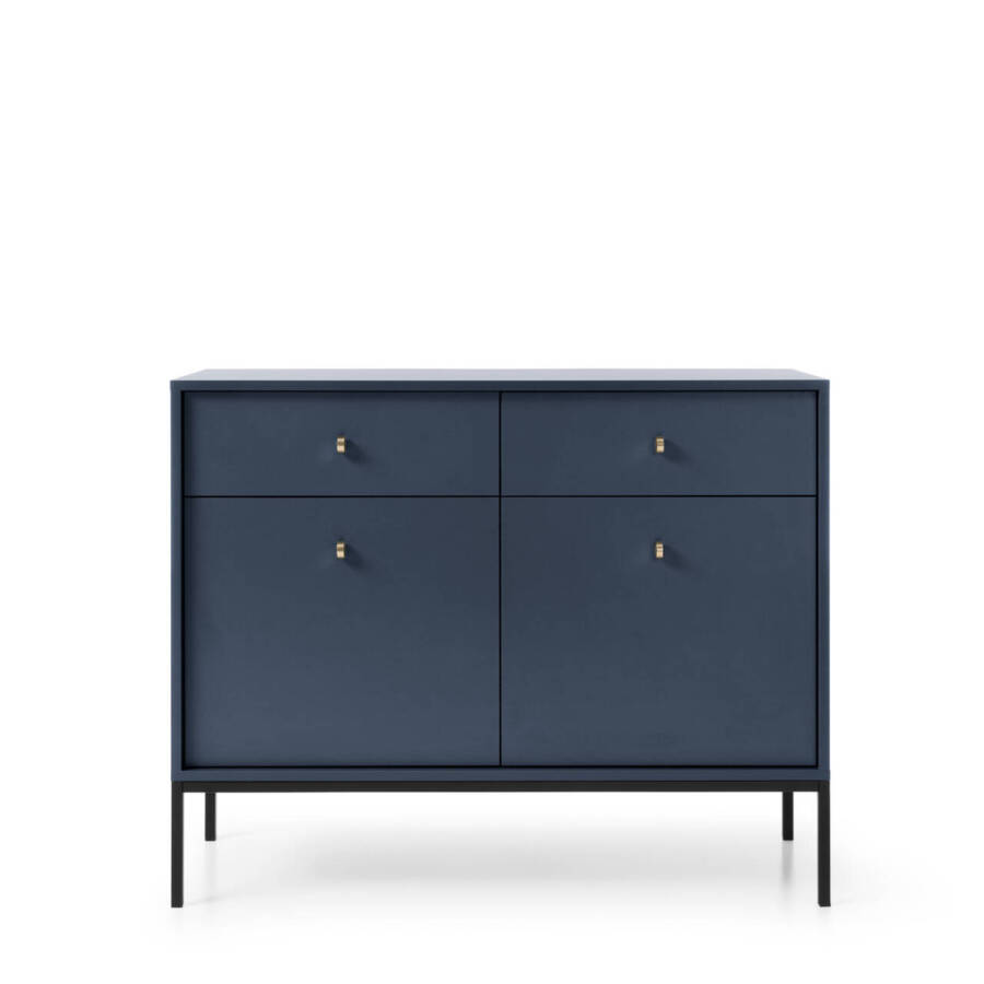 Elegancka komoda granatowa 83x103 cm, nowoczesny design, czarny stelaż