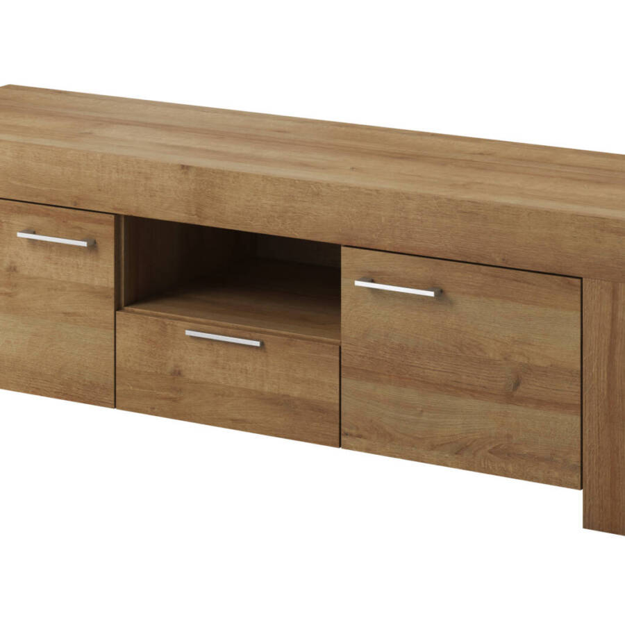 Szafka RTV Dąb Riviera 155cm - Nowoczesna Komoda Pod TV