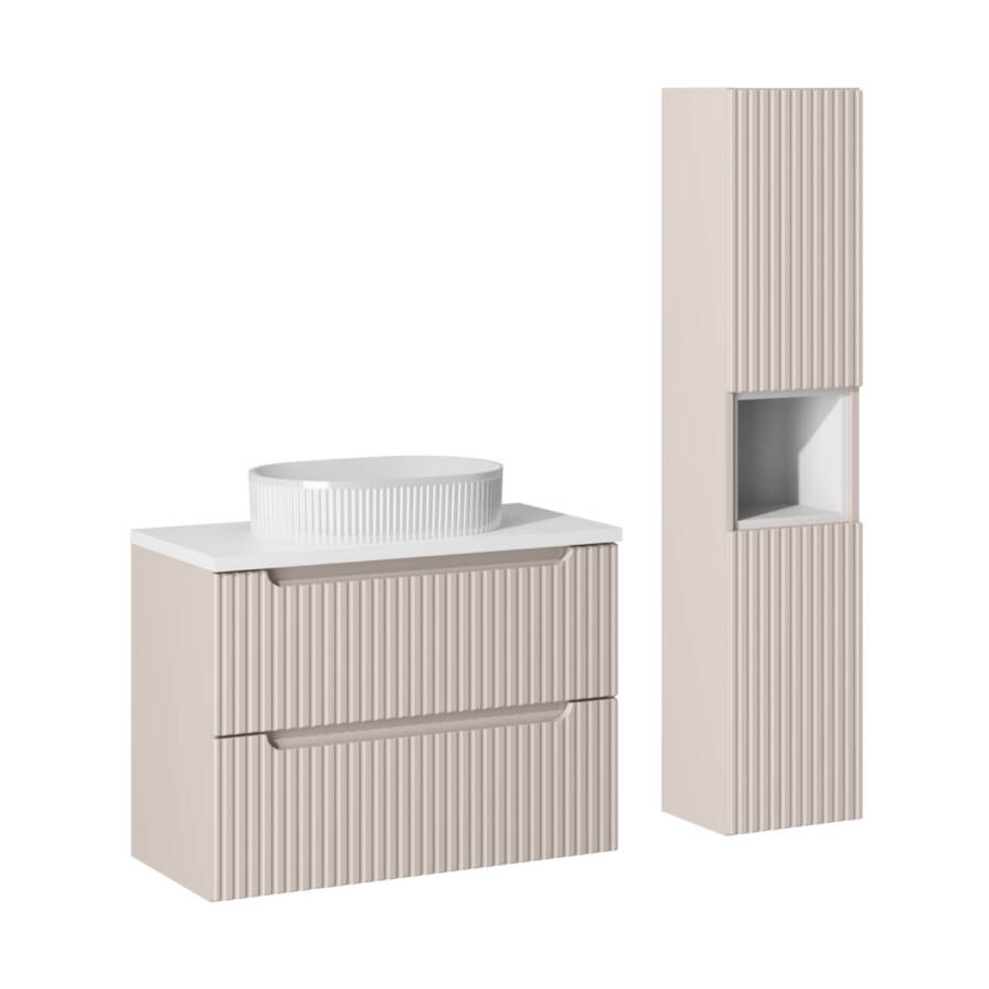 Zestaw mebli łazienkowych 80 cm kaszmir z umywalką i słupkiem