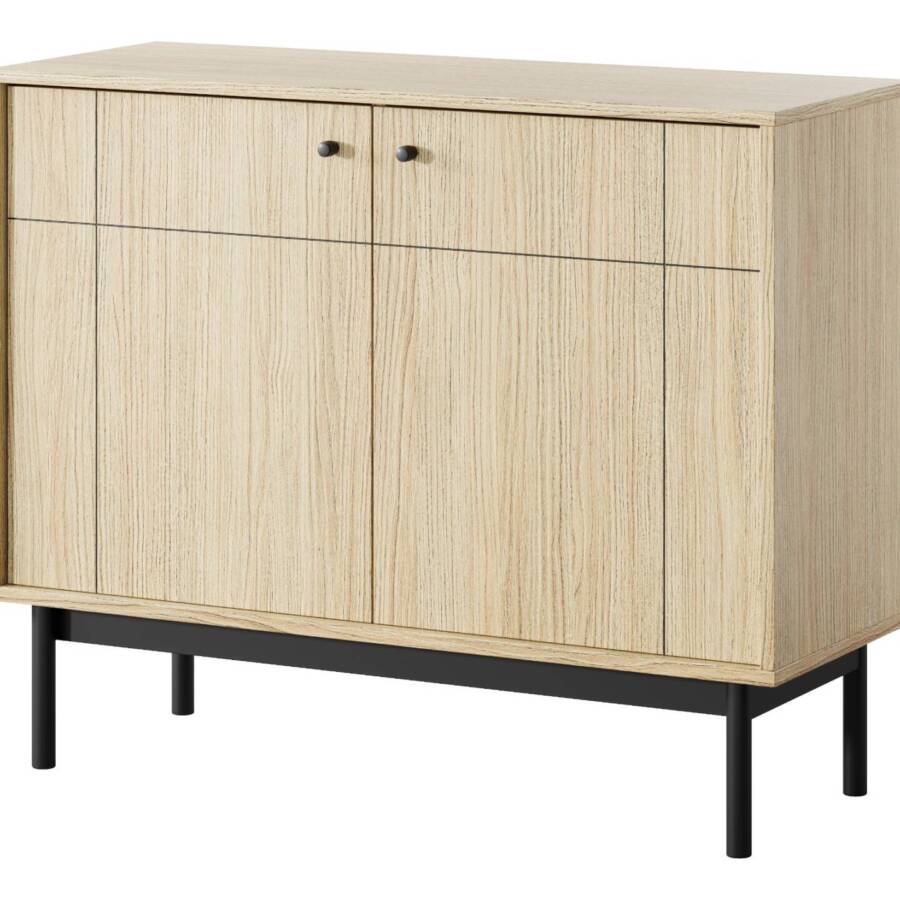 Komoda dąb linea, czarne nóżki, 103x39x83 cm, nowoczesny design