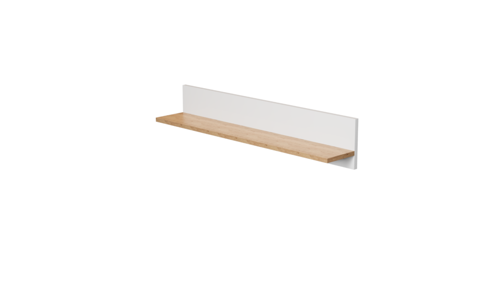 półka ścienna 100 cm biała z dębowym blatem bok