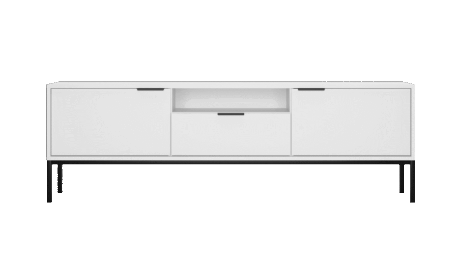 Szafka RTV 175 cm biała czarny stelaż nowoczesna Austin 1
