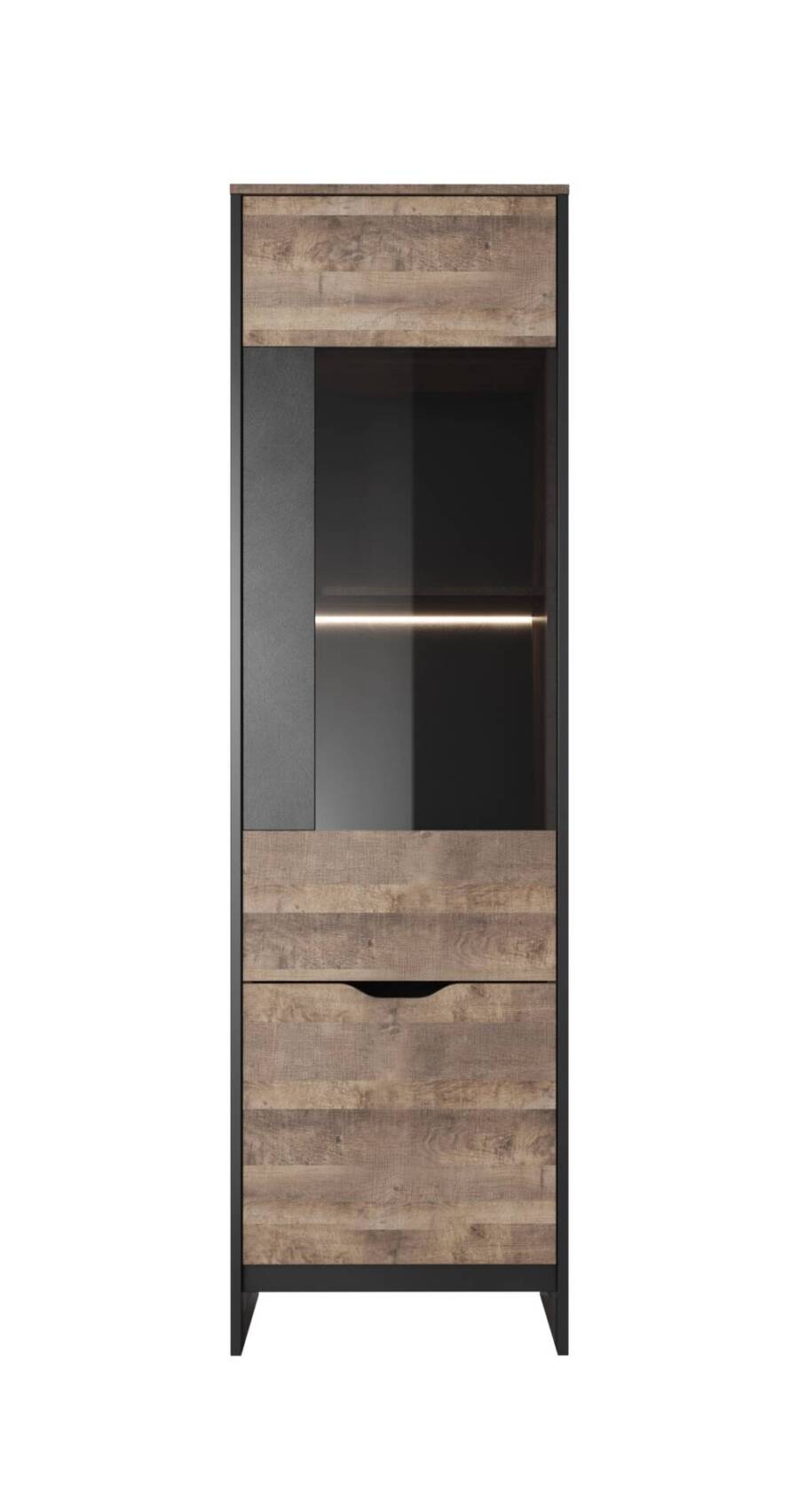 Witryna wysoka dąb sand grande/matera 194 cm nowoczesna szafka LED 1