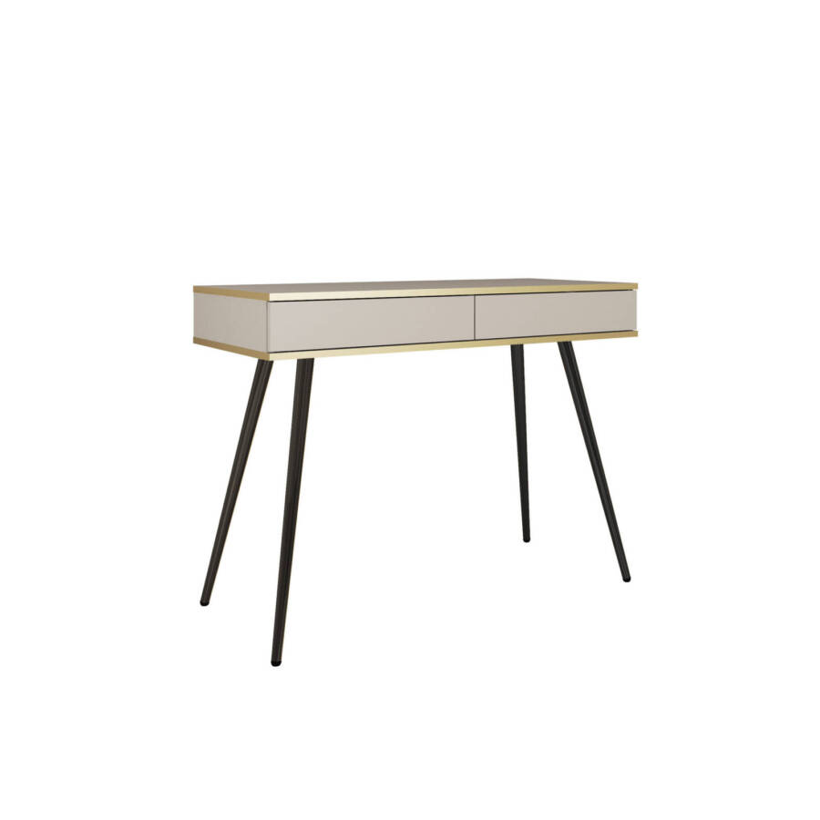 Designerska toaletka biurko konsola 102 cm beżowy czarne nogi loft