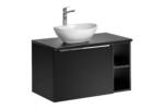 Zestaw łazienkowy czarny mat 80 cm z umywalką nablatową 40 cm