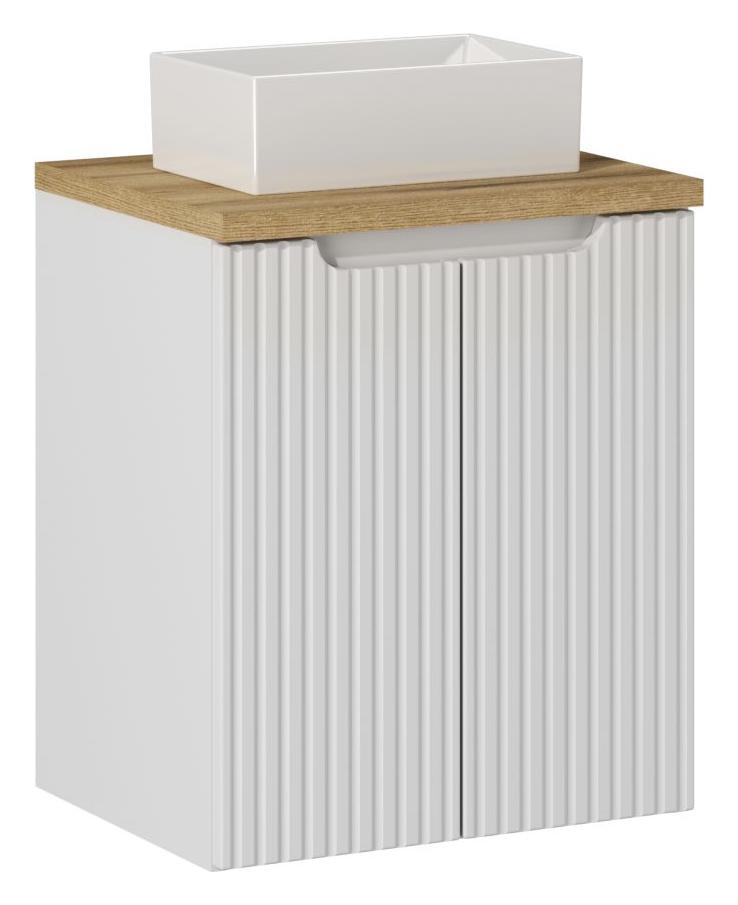 cca411fa-d945-417c-896e-3b0515f555c5.jpg Szafka łazienkowa z umywalką nablatową 50 cm biała z ryflowanym frontem 1