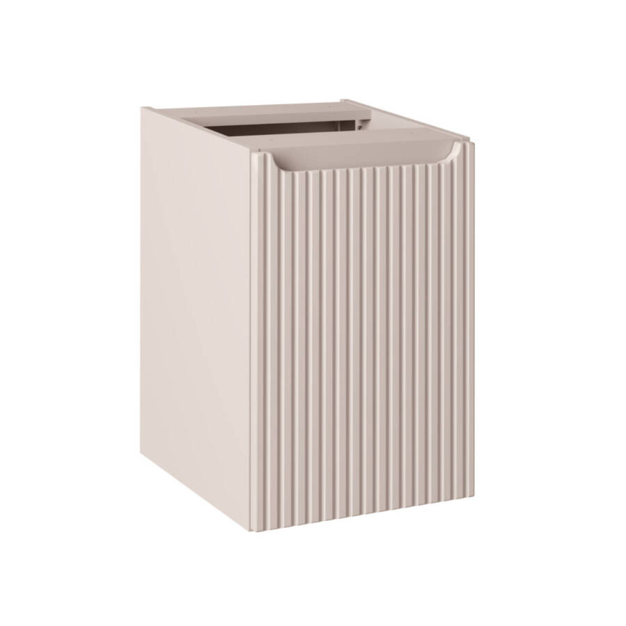 Szafka pod blat 40 cm kaszmir z koszem na pranie ryflowana MDF