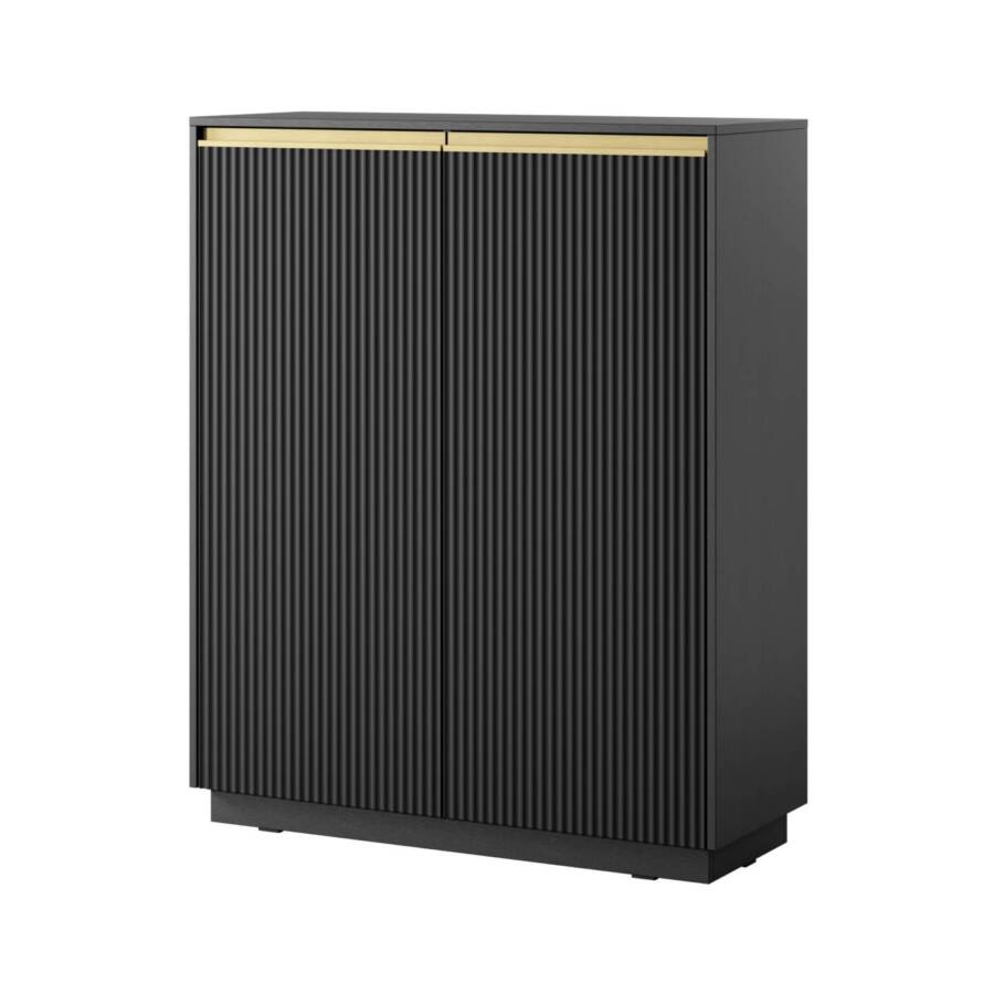 Nowoczesna czarna komoda 127 cm, 2 drzwi, płyta laminowana