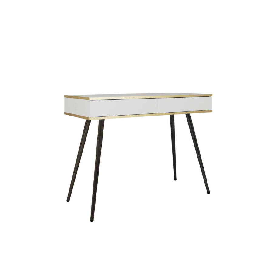 Toaletka konsola biurko 102 cm biały mat czarne nogi loft glamour