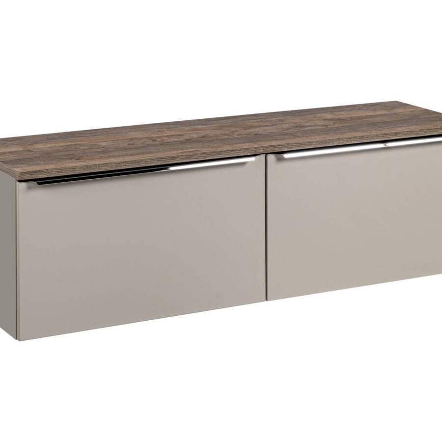 Zestaw łazienkowy 160 cm szary krzemowy z blatem dąb santa fe