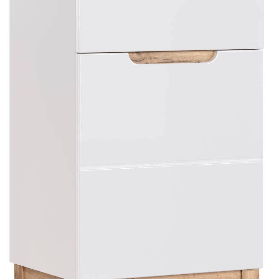 Szafka łazienkowa 50 cm biała połysk dąb 1 drzwi pod umywalkę