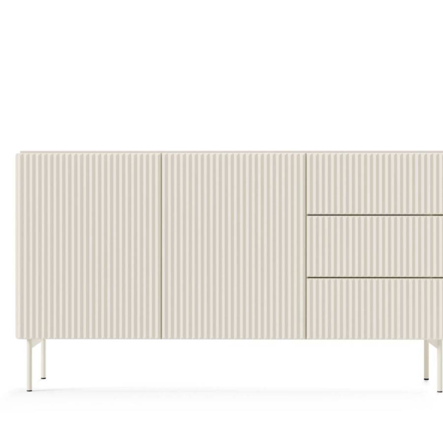 Komoda 147 cm kaszmir fronty 3D nowoczesna szafka 2d3s elegancja