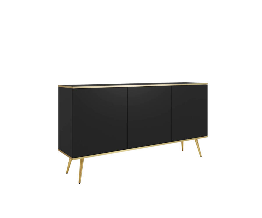 Komoda czarna złote detale elegancka glamour loft 160 cm złote nogi 1