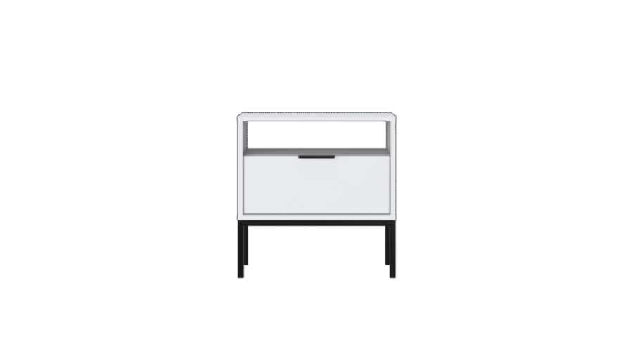 Szafka nocna 55 cm biała czarny stelaż nowoczesna Austin 1