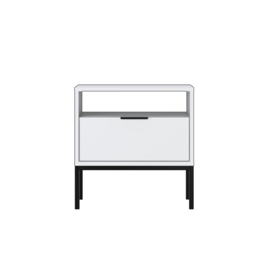 Szafka nocna 55 cm biała czarny stelaż nowoczesna Austin