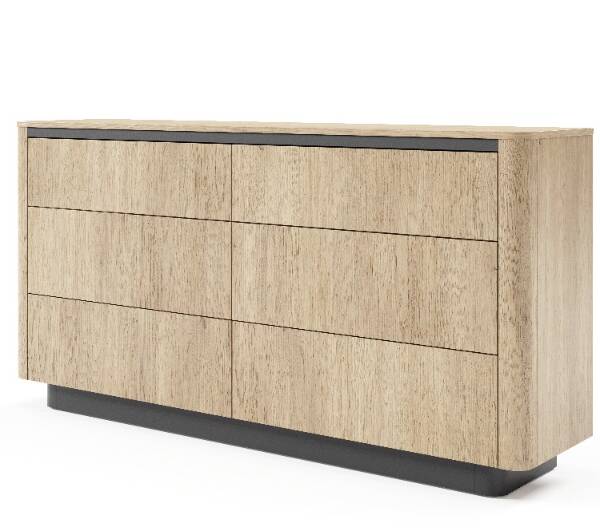 Komoda 163 cm dąb naturalny nowoczesna 6 szuflad pojemna