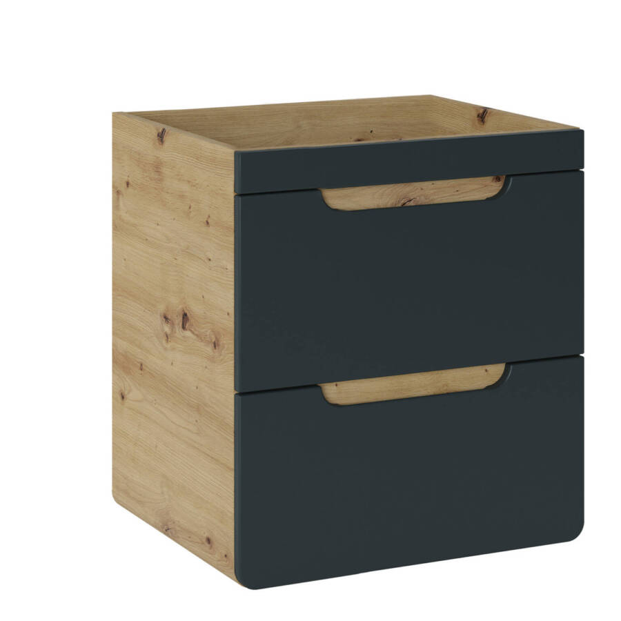 Szafka łazienkowa pod umywalkę 50 cm 2 szuflady dąb craft szary kosmos