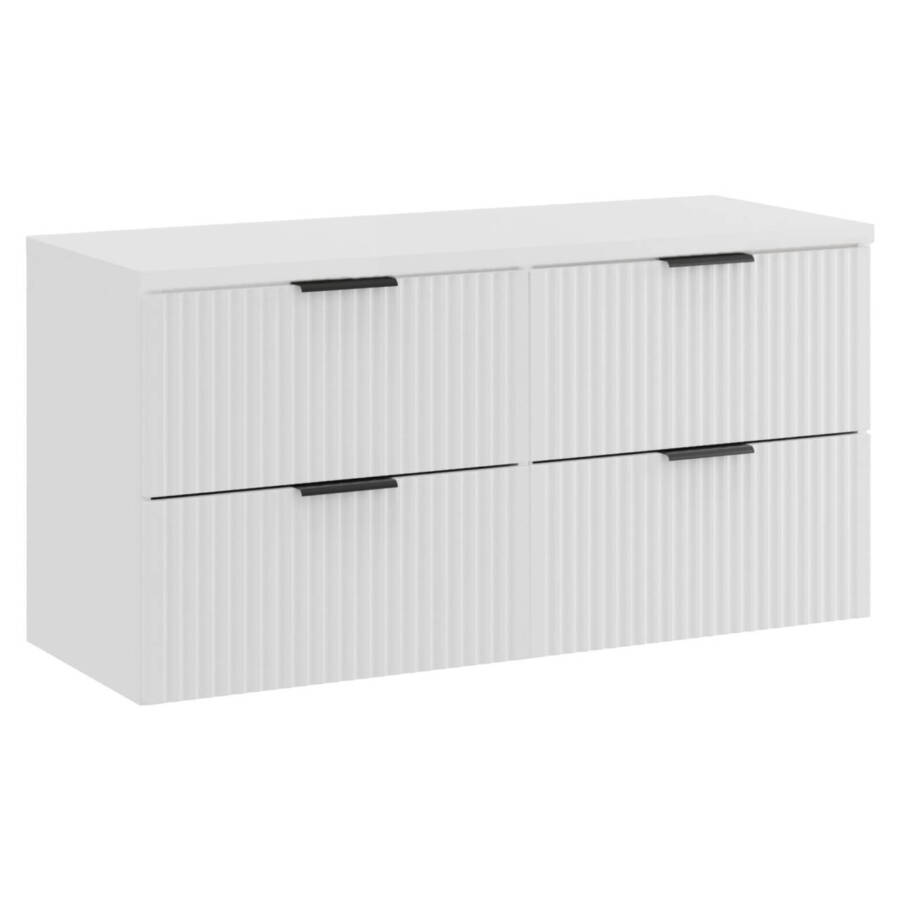 Nowoczesny zestaw łazienkowy 120 cm biały mat z blatem